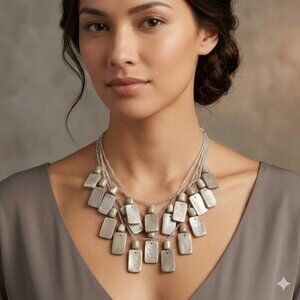 Funky Beige Multi-Strand Necklace